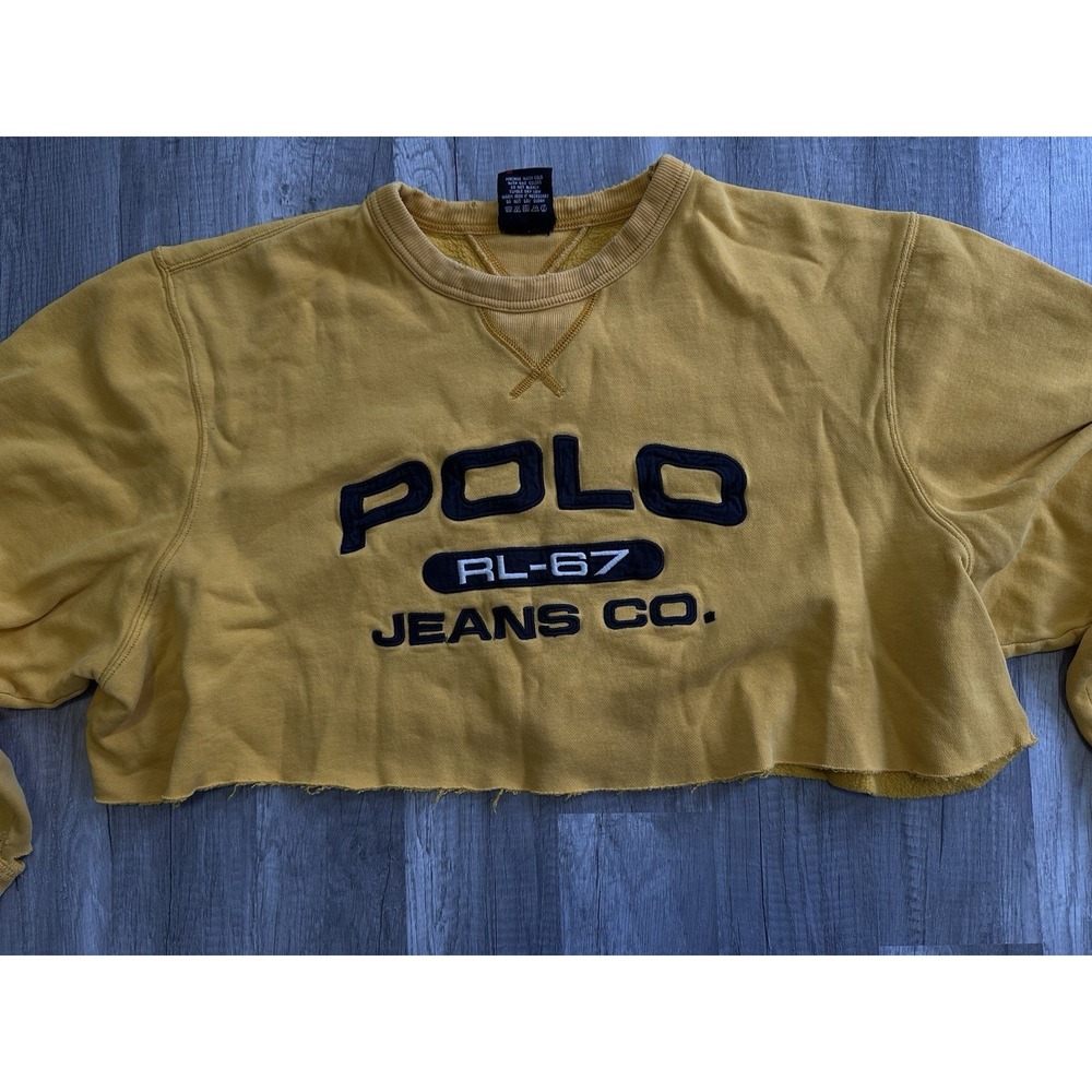 Vintage Ralph Lauren Polo Jeans Co Women's Cropped USA Flag Sweatshirt XX-Large - Picture 5 of 14